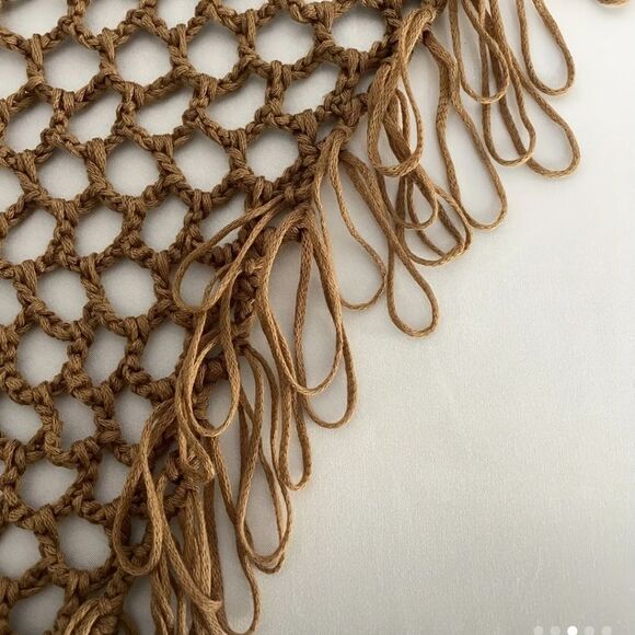 New Bohohemin Khaki Crochet Fringe Skirt Swimsuit Cover Up - Picture 2 of 9